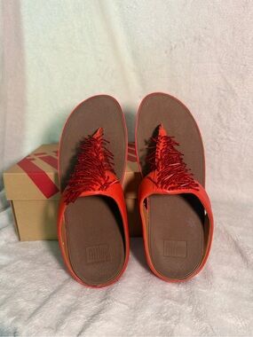 Fitflop Red Fringe Toe-Post Sandals